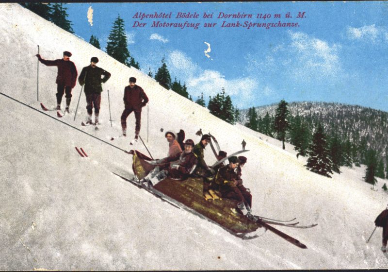 Der Motoraufzug zur Lank-Sprungschanze, 1907, (c) Stadtmuseum Dornbirn
