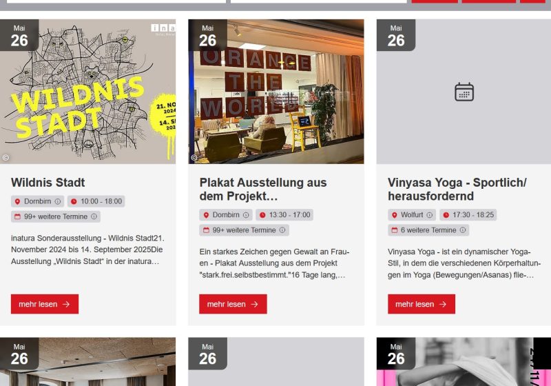 Event-Widget: Listenansicht