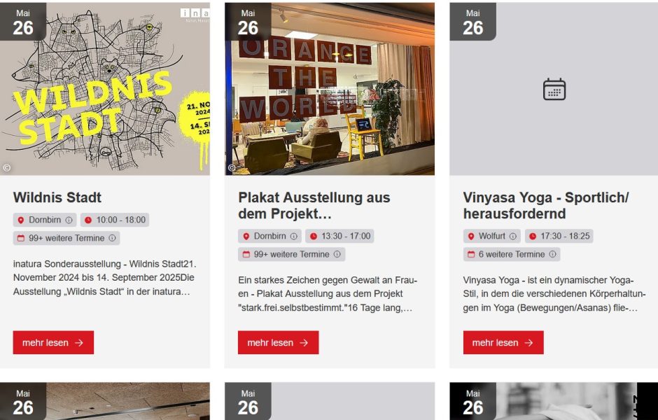 Event-Widget: Listenansicht