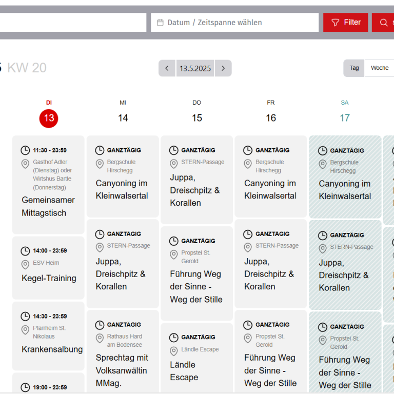 Event-Widget: Kalenderansicht Event-Widget: Kalenderansicht