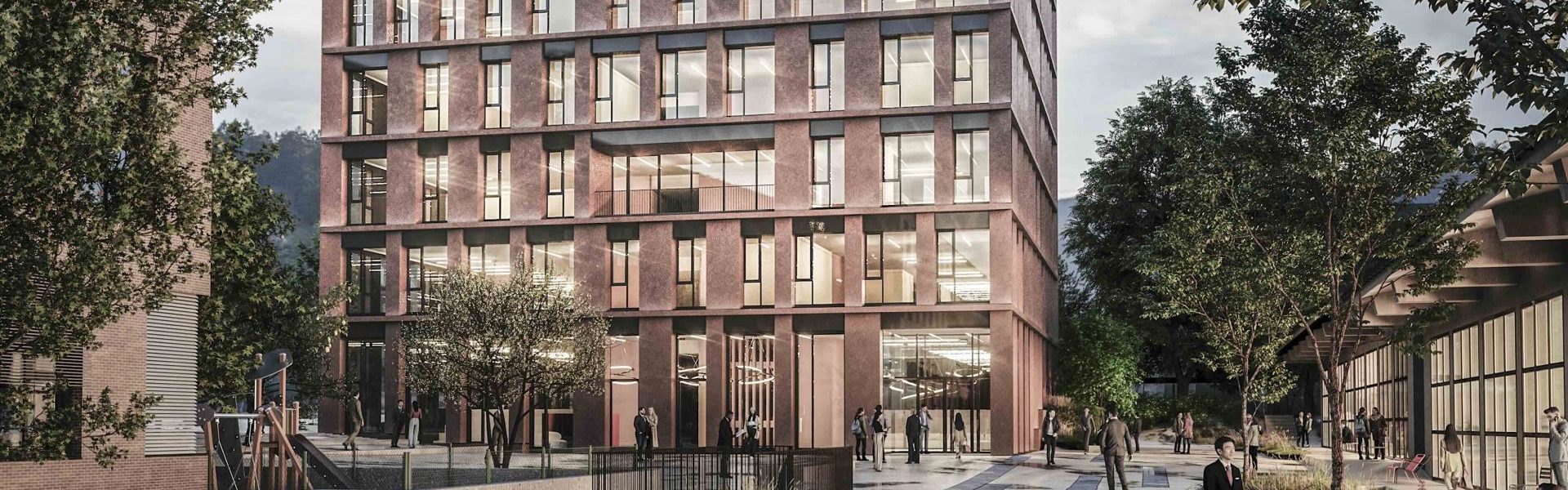 Rendering vom neuen Gebäude am CAMPUS V