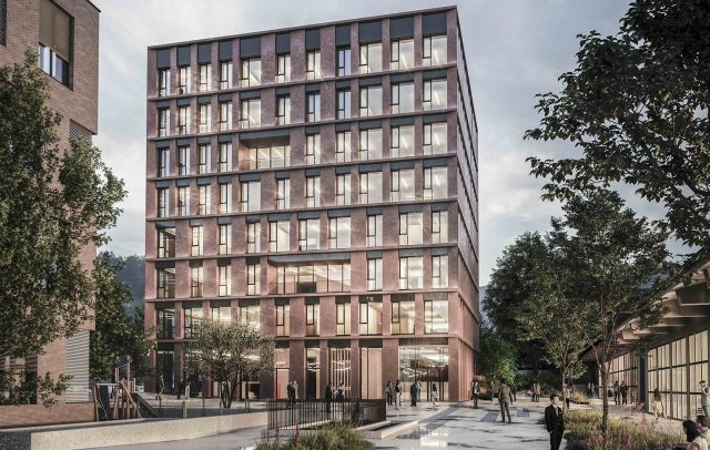 Rendering vom neuen Gebäude am CAMPUS V Rendering vom neuen Gebäude am CAMPUS V