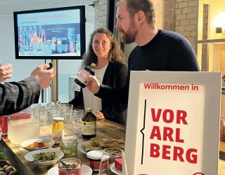 Messestand mir Vorarlberger Produkten und Simon Vetter