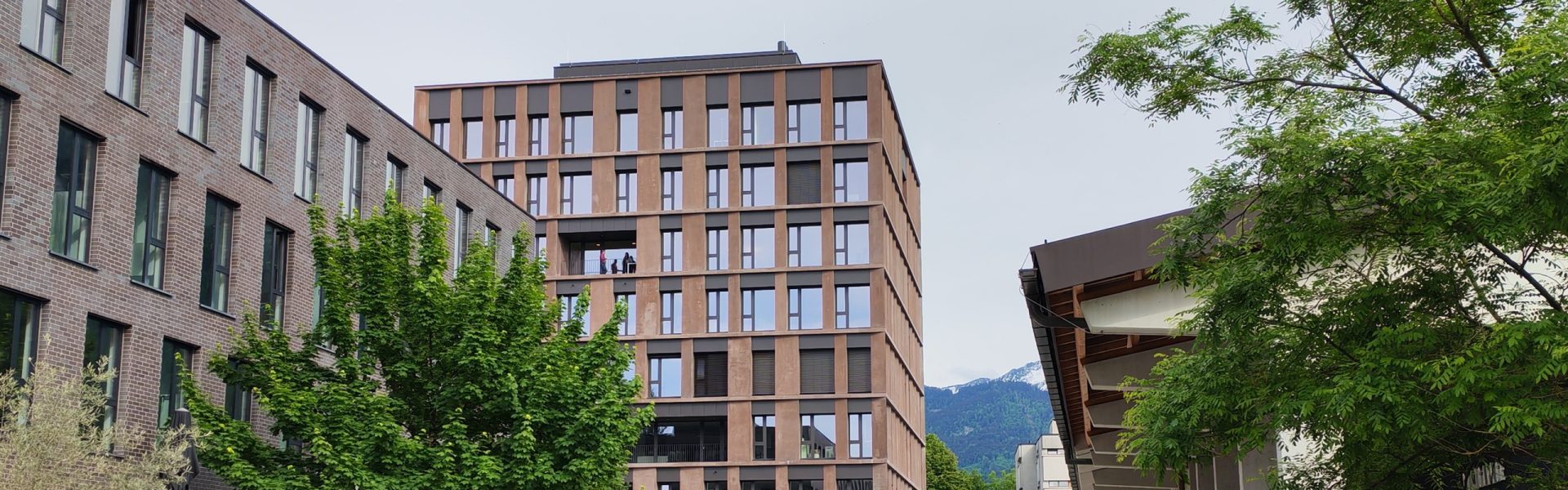 Das Gebäude am CAMPUS V, neuer Bürostandort von Vorarlberg Tourismus GmbH und dem forum Vorarlberg